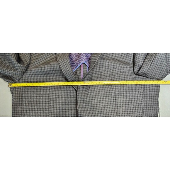 Ted Baker Mens 44L No Ordinary Joe Wool Black Gray Plaid Suit Coat NWOT - Picture 8 of 15